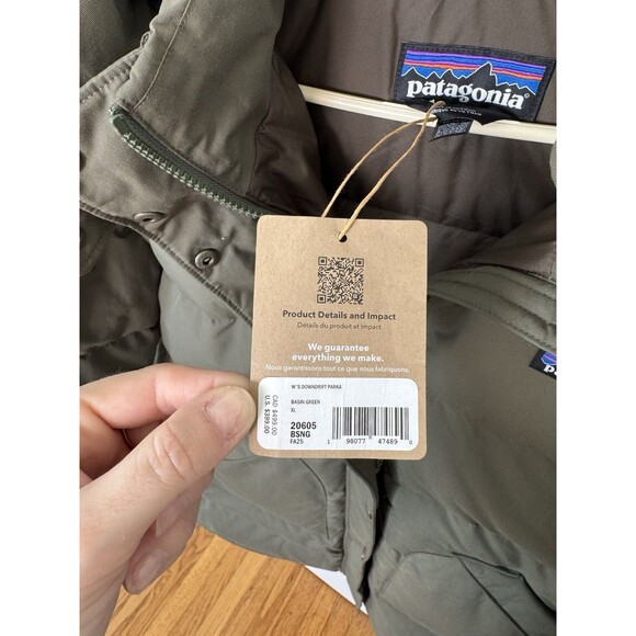 Patagonia Women's Downdrift Parka Basin Green XL NWT - Picture 7 of 8